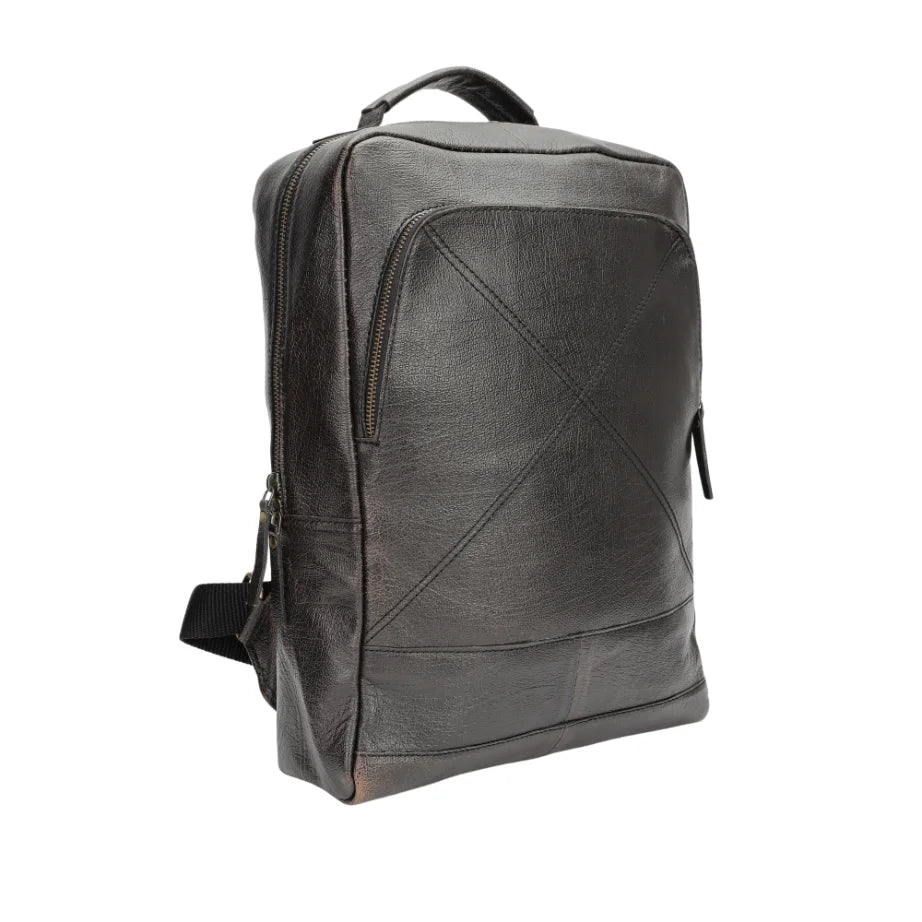 black leather backpack tilted image