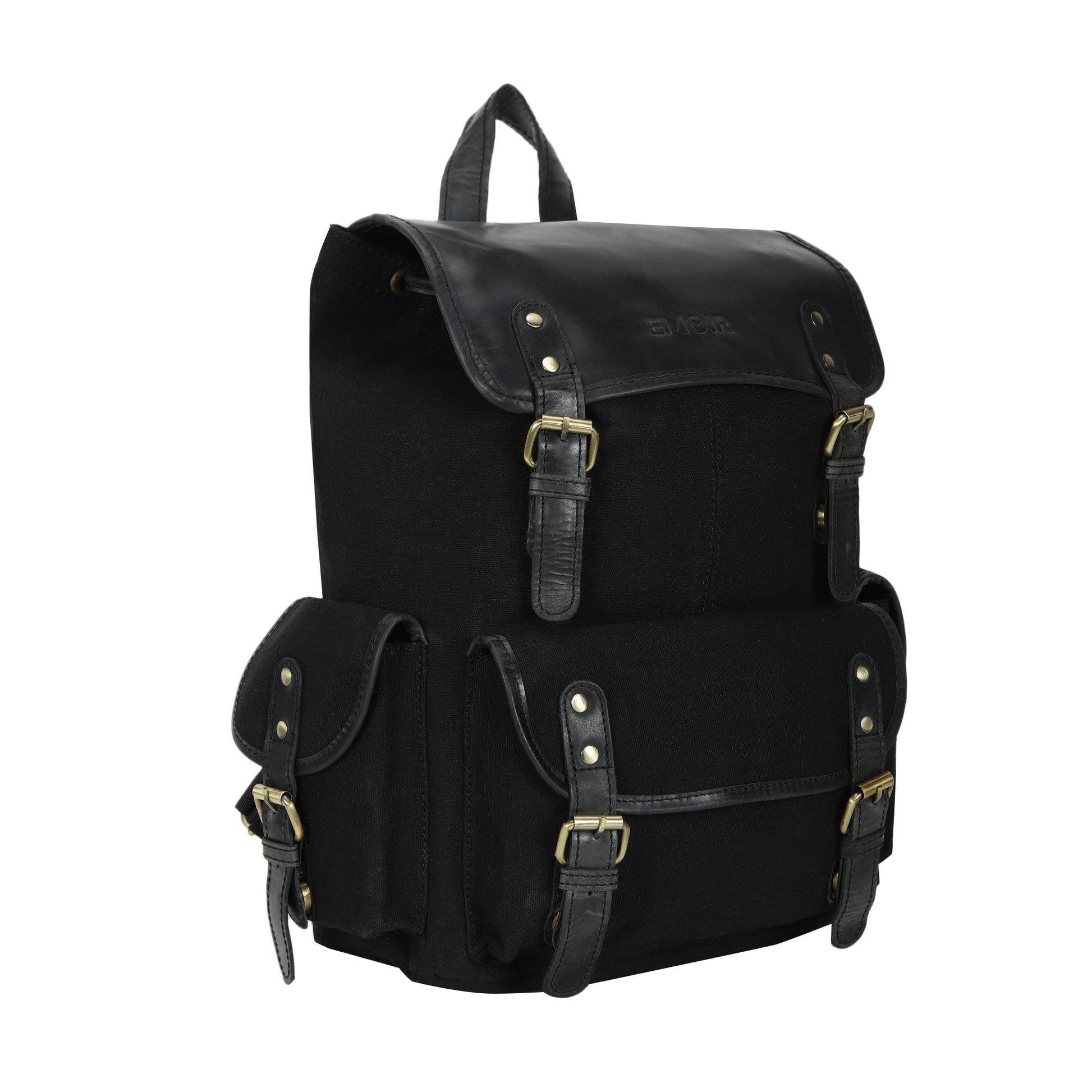 Men's Black Leather and Canvas Backpack – Vintage Laptop Rucksack – Emoir Backpacks Men's Black Leather and Canvas Backpack – Vintage Laptop Rucksack – Emoir Backpacks