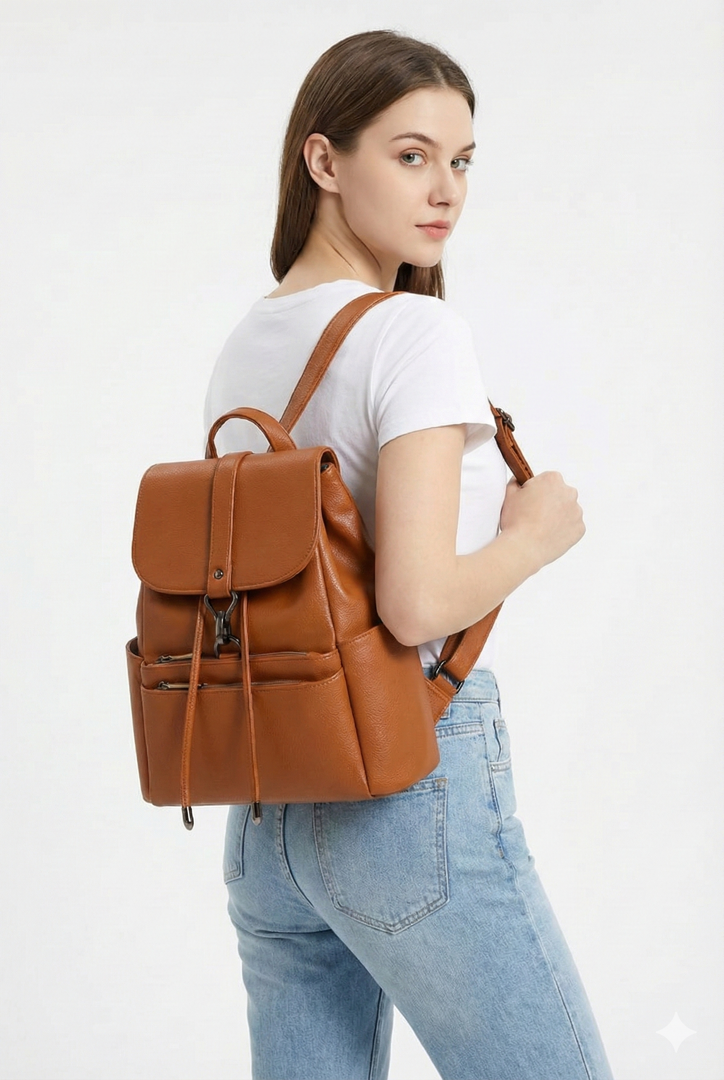 Brown Leather Backpack For Girls