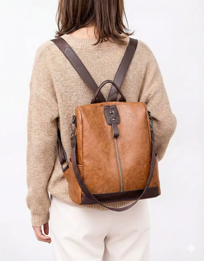 Leather Backpack for Women – Stylish Brown