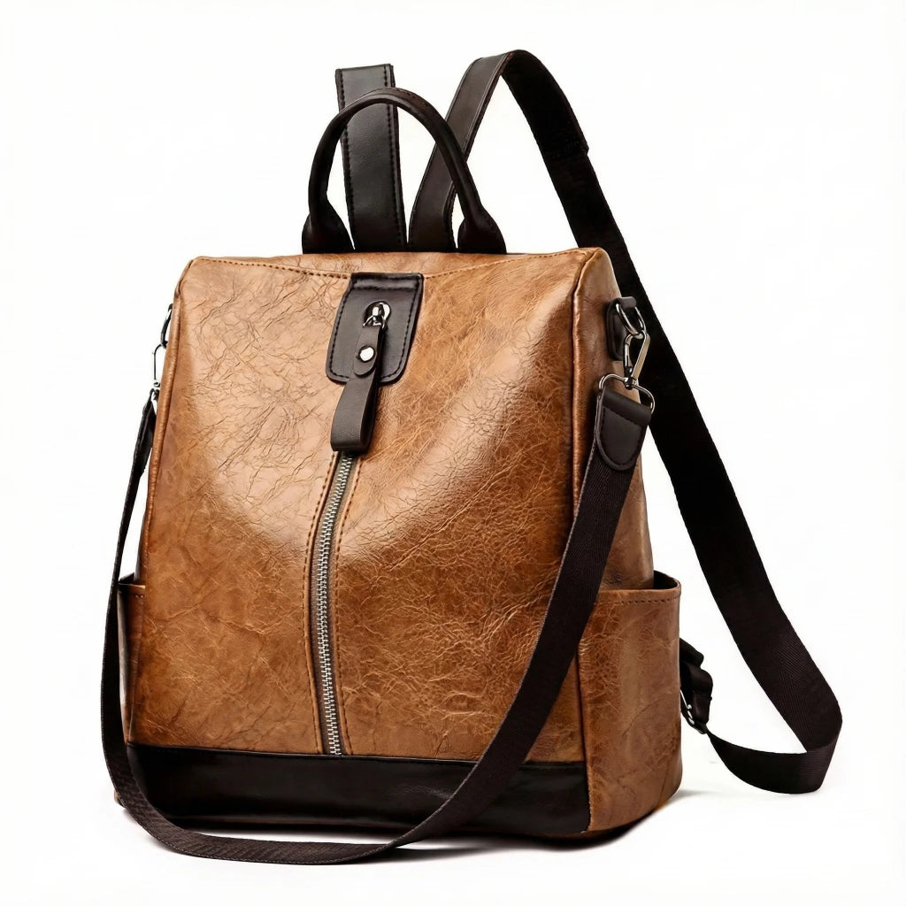 Leather Backpack for Women – Stylish Brown
