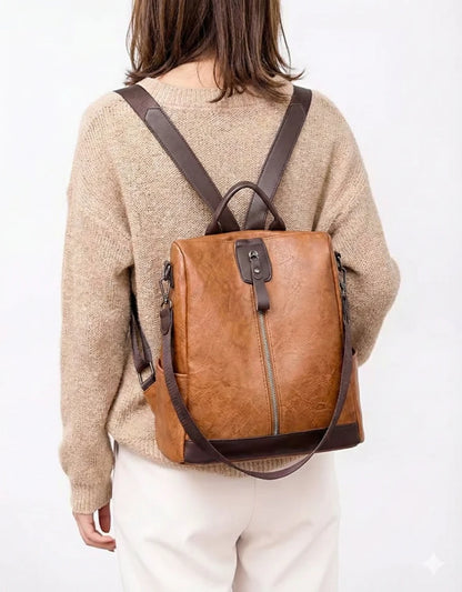 Leather Backpack for Women – Stylish Brown