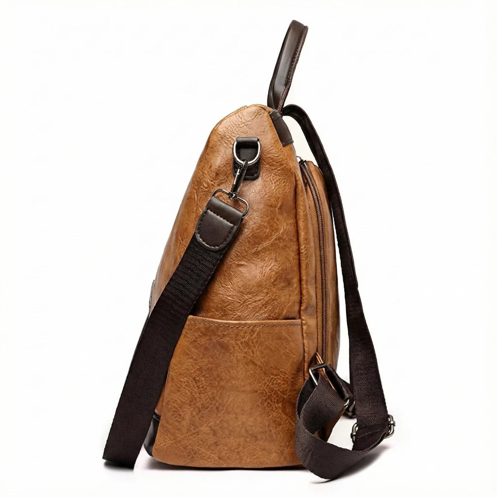 Leather Backpack for Women – Stylish Brown